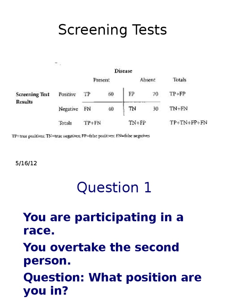 Screening Tests: Click To Edit Master Subtitle Style | PDF