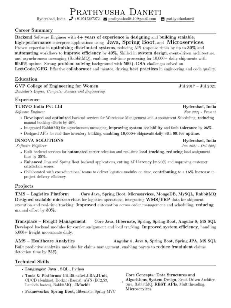 Backend Software Engineer Profile | PDF | Logistics | Java (Programming ...
