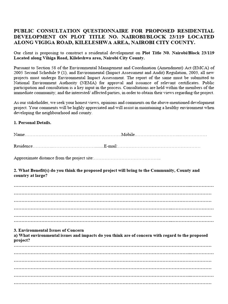 Kileleshwa Residential Development Survey | PDF | Natural Environment