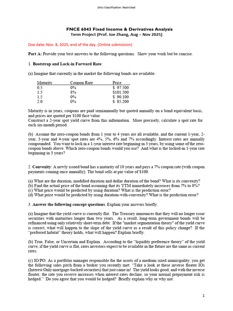Fixed Income & Derivatives Analysis Project | PDF | Bonds (Finance ...