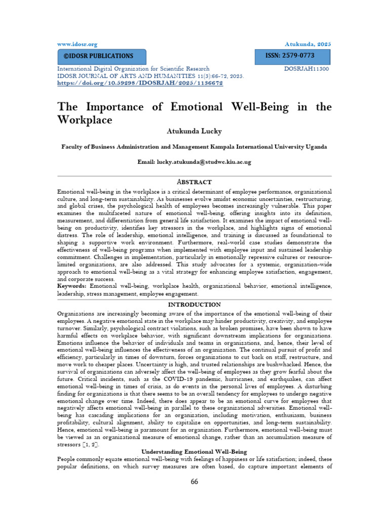 Emotional Well-Being in the Workplace | PDF | Well Being | Emotions