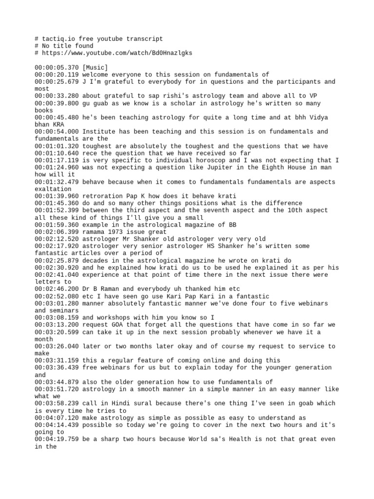 Tactiq Free Transcript Bd0Hnazlgks | PDF | Planets In Astrology ...
