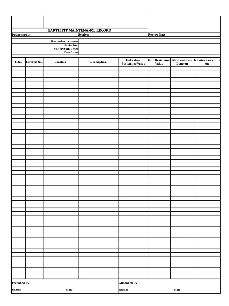 Earth Pit Test Report Template | PDF