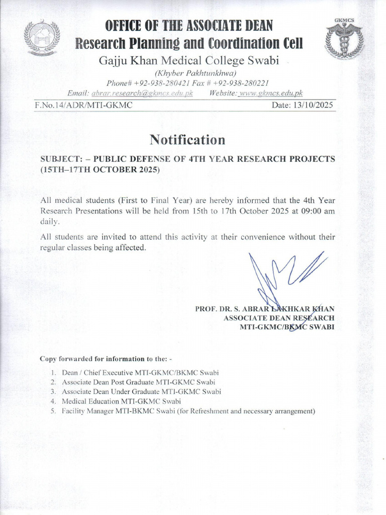 Notification About Research Presentation | PDF