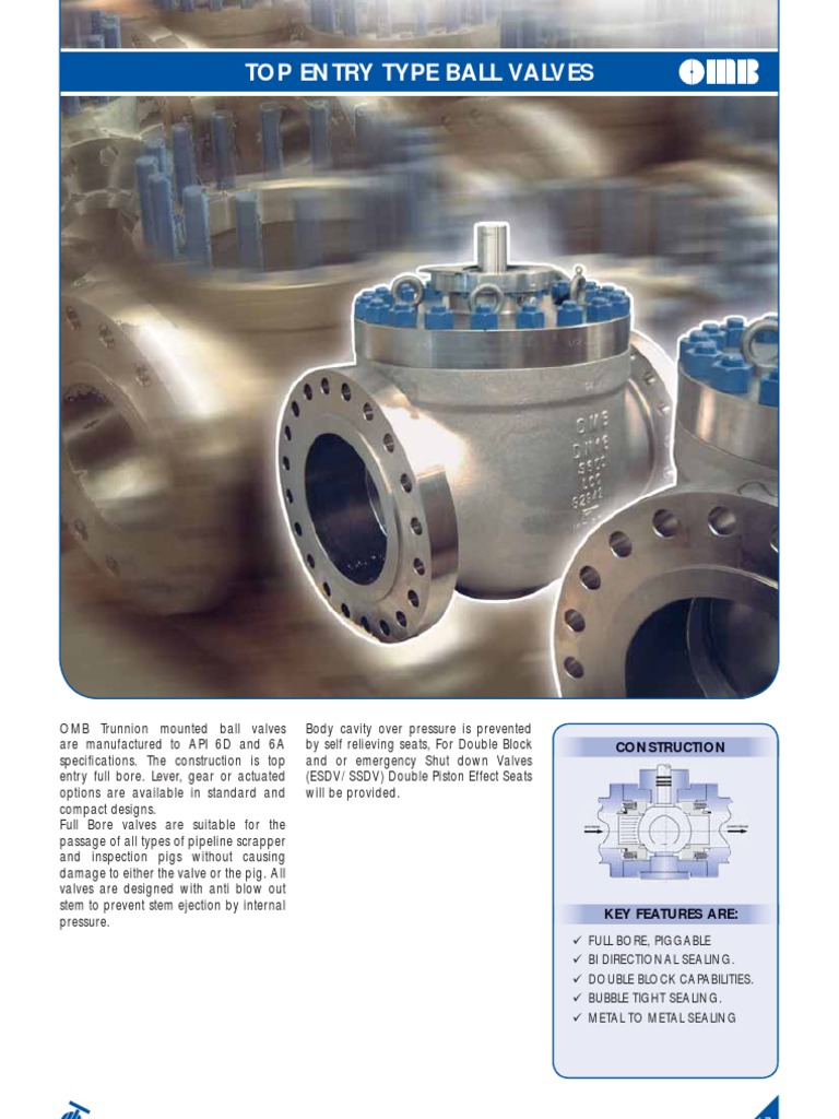 Top Entry Type Ball Valves: Construction | PDF | Pipe (Fluid Conveyance ...