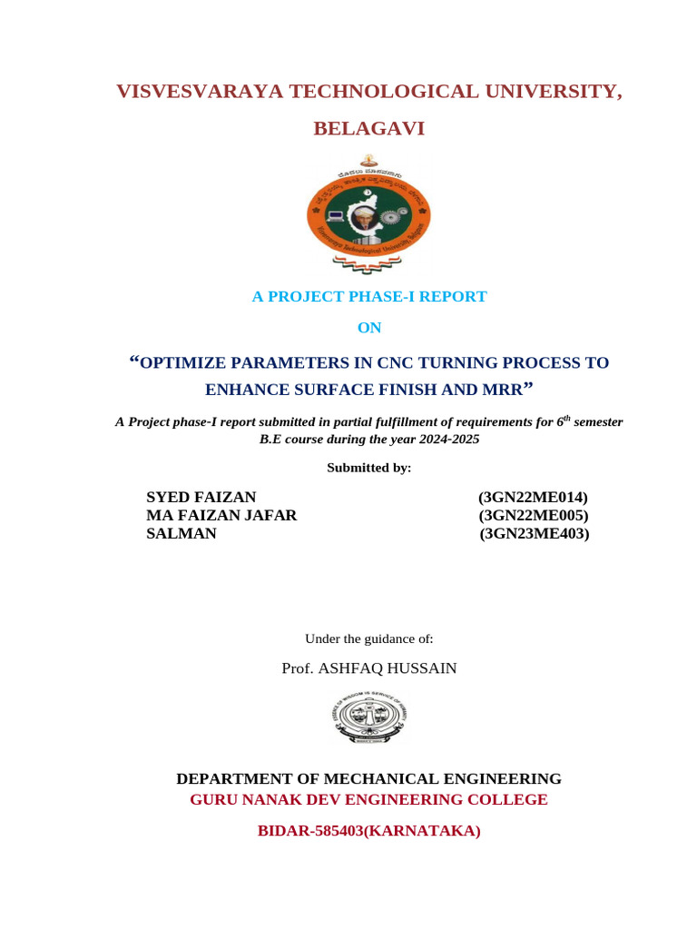 Final Report of Project Phase-I | PDF | Machining | Mechanical Engineering
