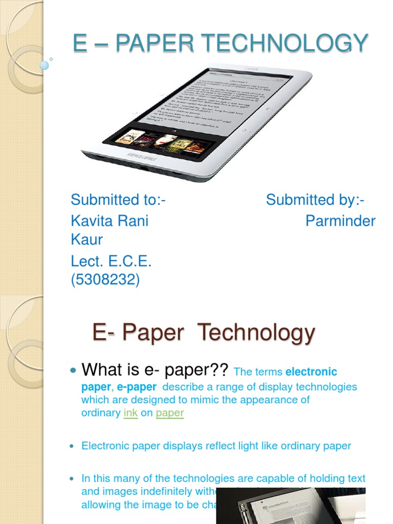 E-Paper Technology Overview | PDF | Display Technology | Electronic ...