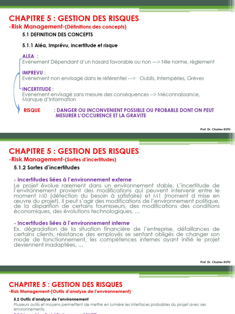 Gestion des Risques et Outils d'Analyse | PDF | Risque | Gestion des ...