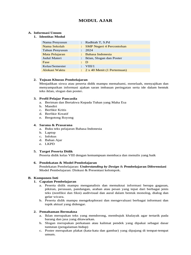 Modul Ajar Ra | PDF