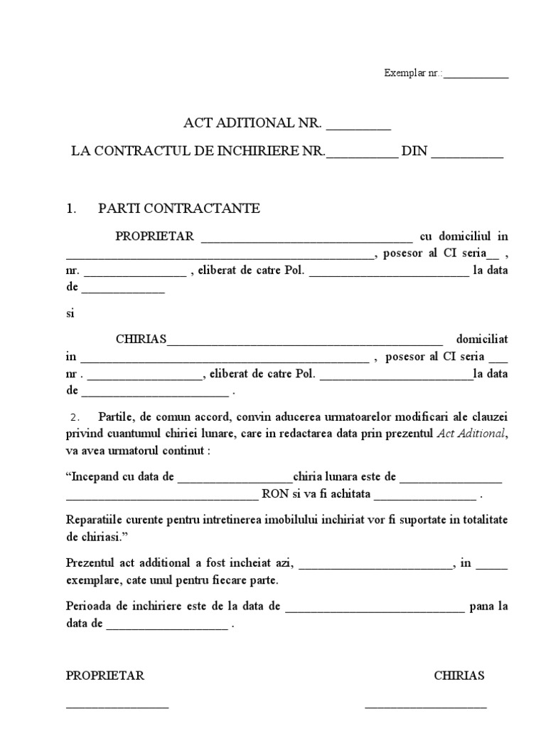 Reziliere contract comodat model