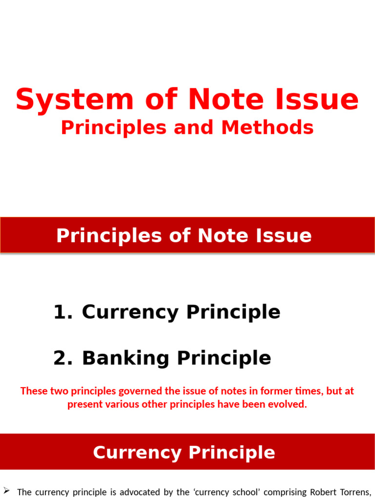 Principles and Methods of Note Issue | PDF | Reserve Bank Of India | Money