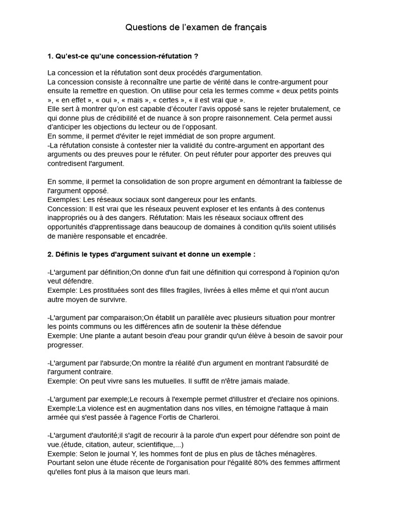 Concession et réfutation en argumentation | PDF | Réalisme (littérature ...