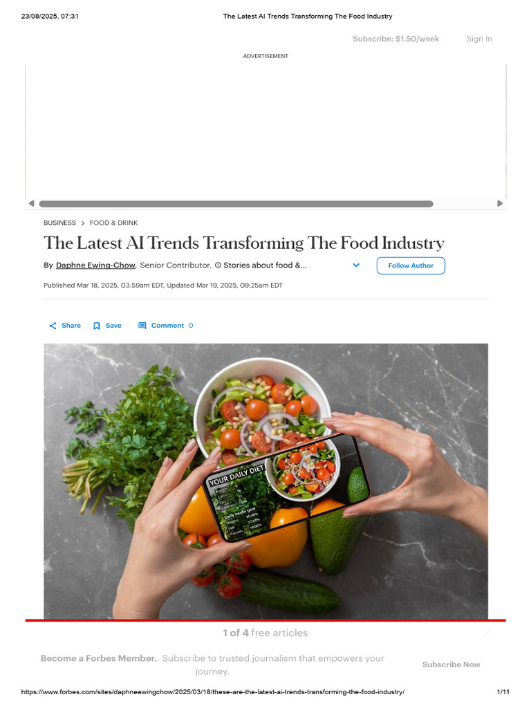 AI Innovations Shaping Food Industry | PDF | Food Security | Artificial ...