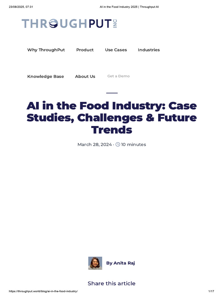 AI Transforming Food Industry Supply Chains | PDF | Artificial ...