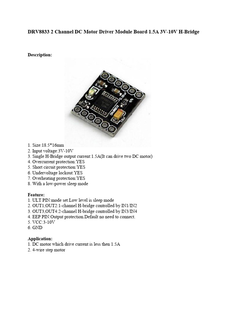 DRV8833 Motor Driver Module Overview | PDF
