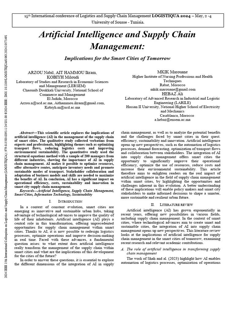 AI's Role in Smart City Supply Chains | PDF | Artificial Intelligence ...