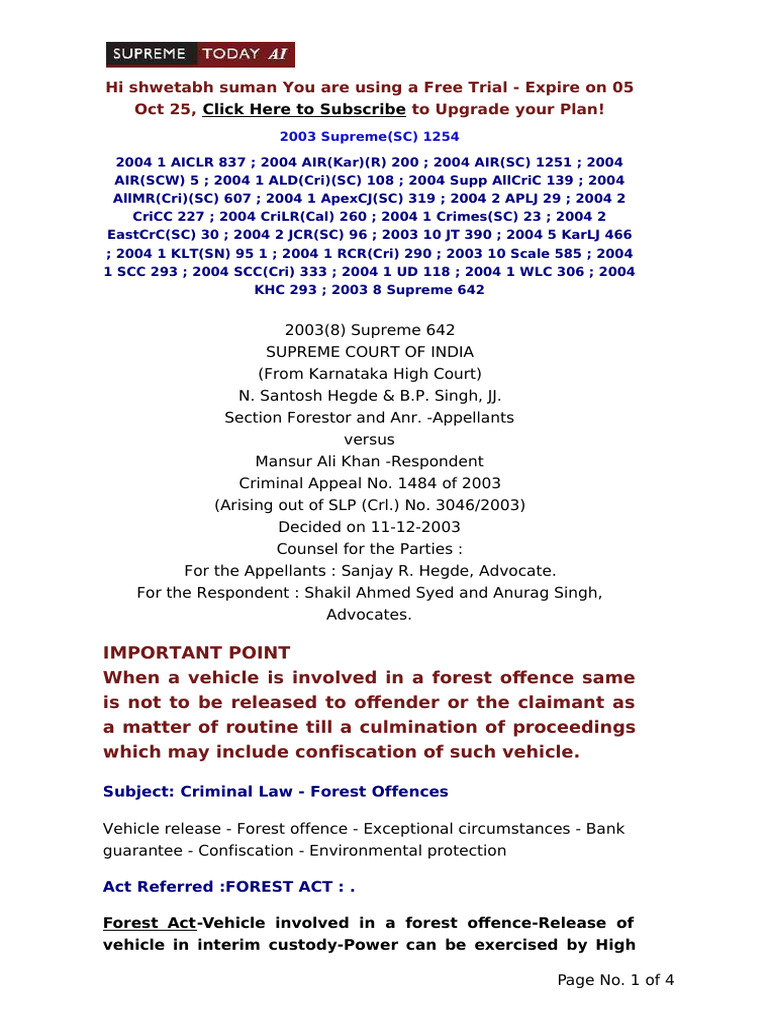 Supreme Court Ruling on Forest Offences | PDF | Judgment (Law) | Justice