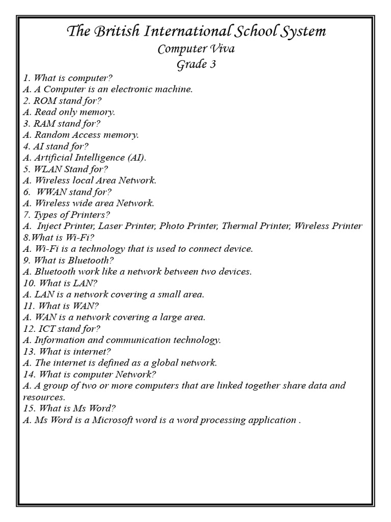 Grade 3 Computer Basics Guide | PDF