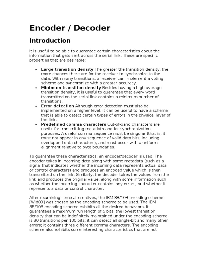 8b 10b Encode Decode | PDF | Bit | Encodings