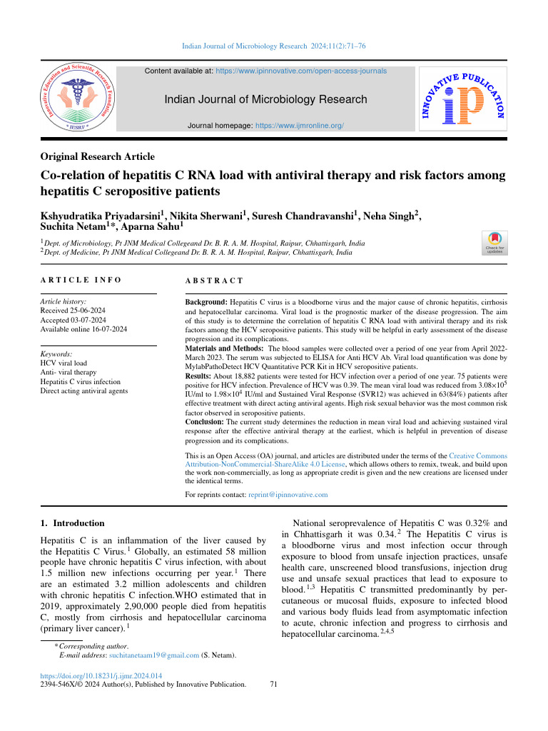 HCV RNA Load and Antiviral Therapy Correlation | PDF | Hepatitis C ...