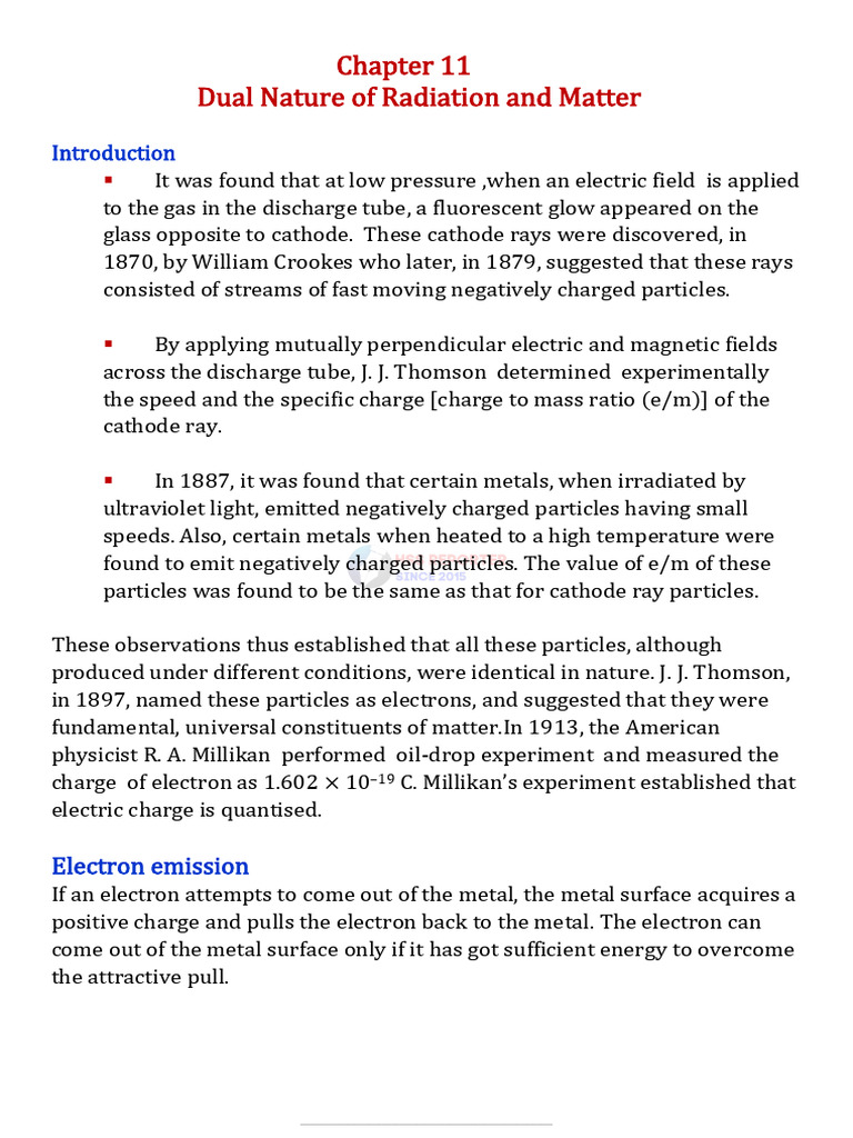 Dual Nature of Radiation and Matter | PDF | Photoelectric Effect | Electron