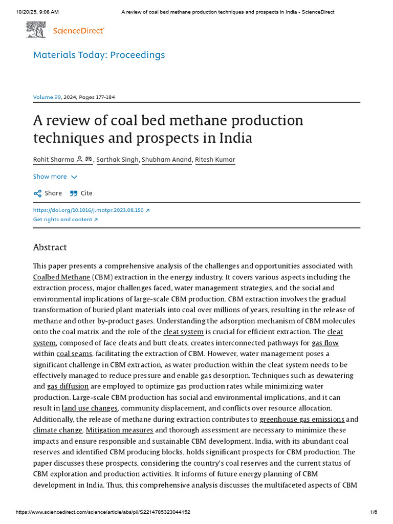 Coal Bed Methane Production in India | PDF | Coalbed Methane | Natural Gas