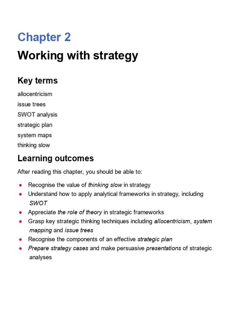 Strategic Thinking and Analysis Techniques | PDF | Swot Analysis | Analysis