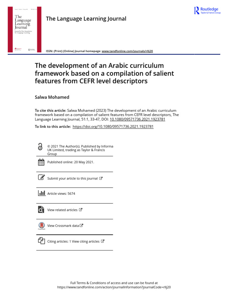 Arabic Curriculum Framework via CEFR | PDF | Curriculum | Human ...