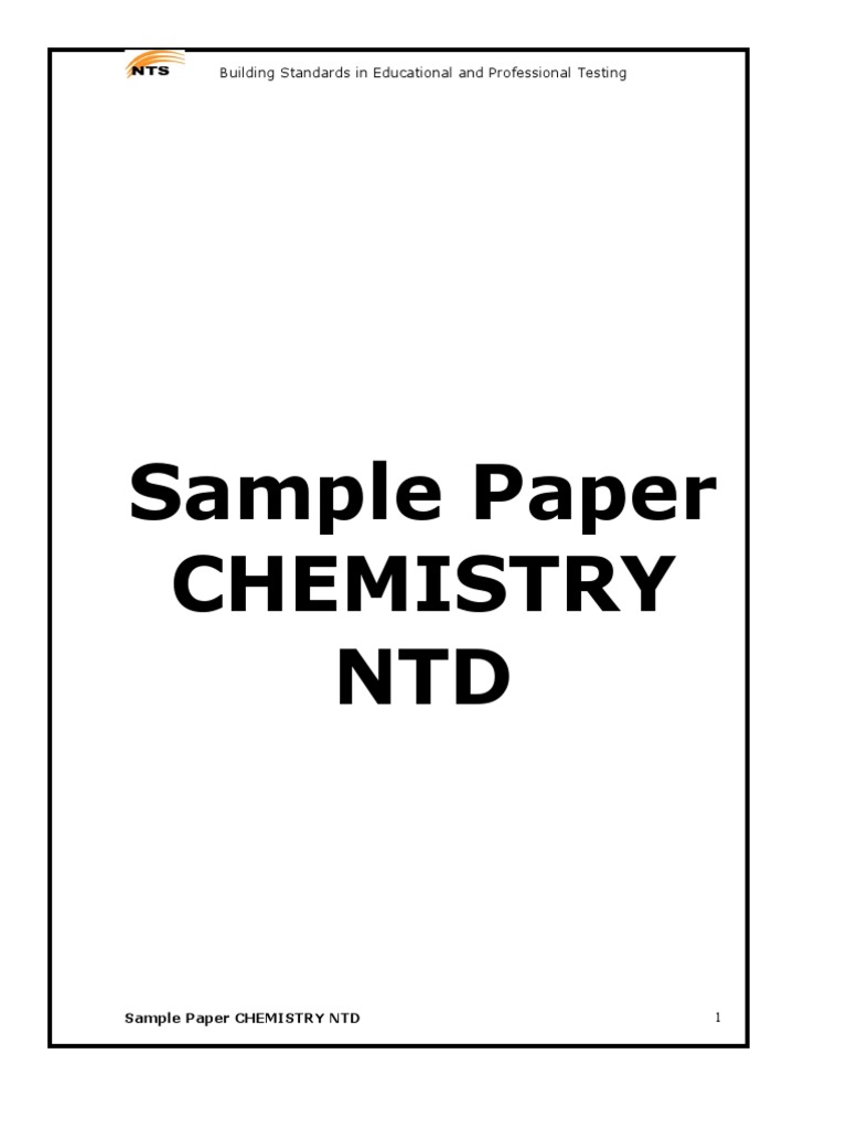 Sample Paper Chemistry NTD Building Standards in Educational and