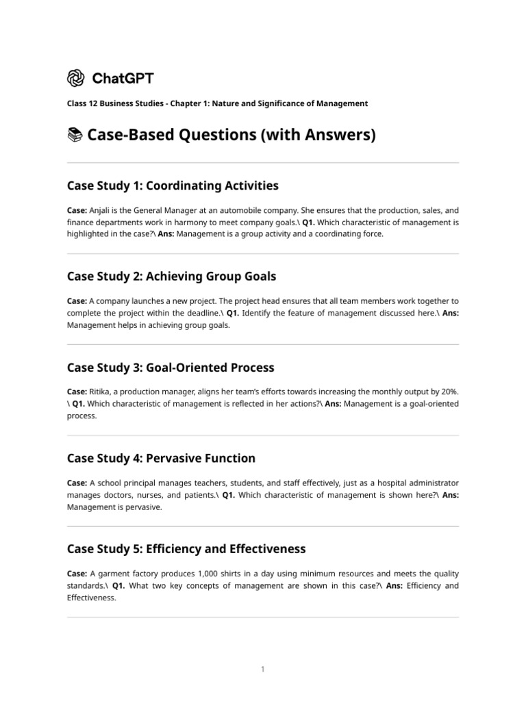 Case Studies on Management Principles | PDF | Goal | Business Economics