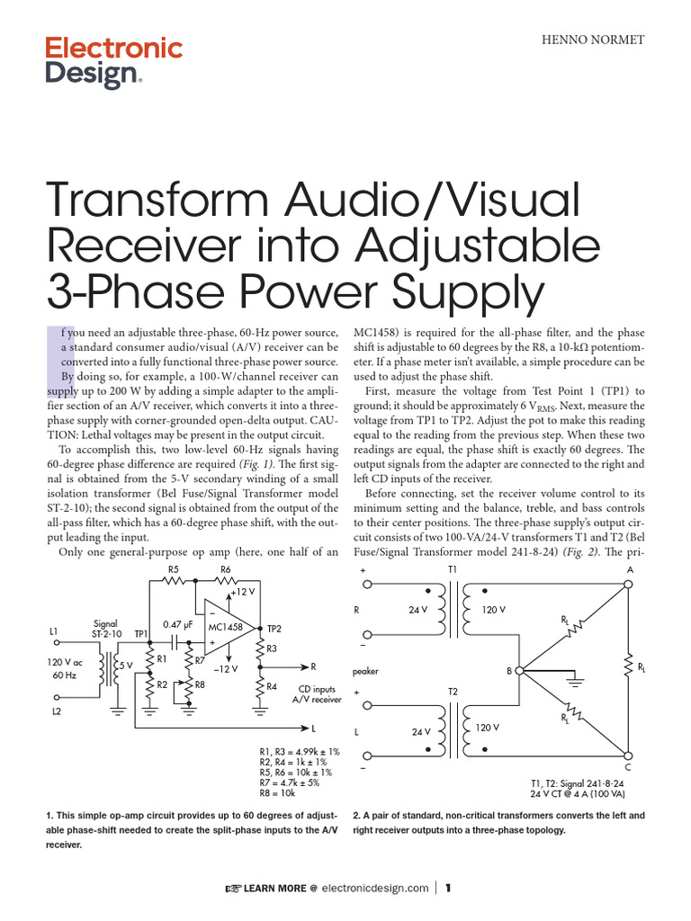 Convert A/V Receiver to 3-Phase Power | PDF | Power (Physics ...