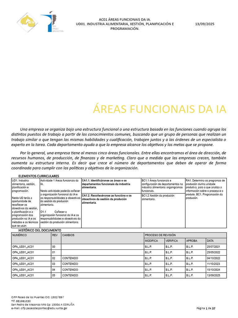 Opa - Ud01 - Ac01 - Ã Reas Funcionais - Alu 3 | PDF | Alimentos | Logística