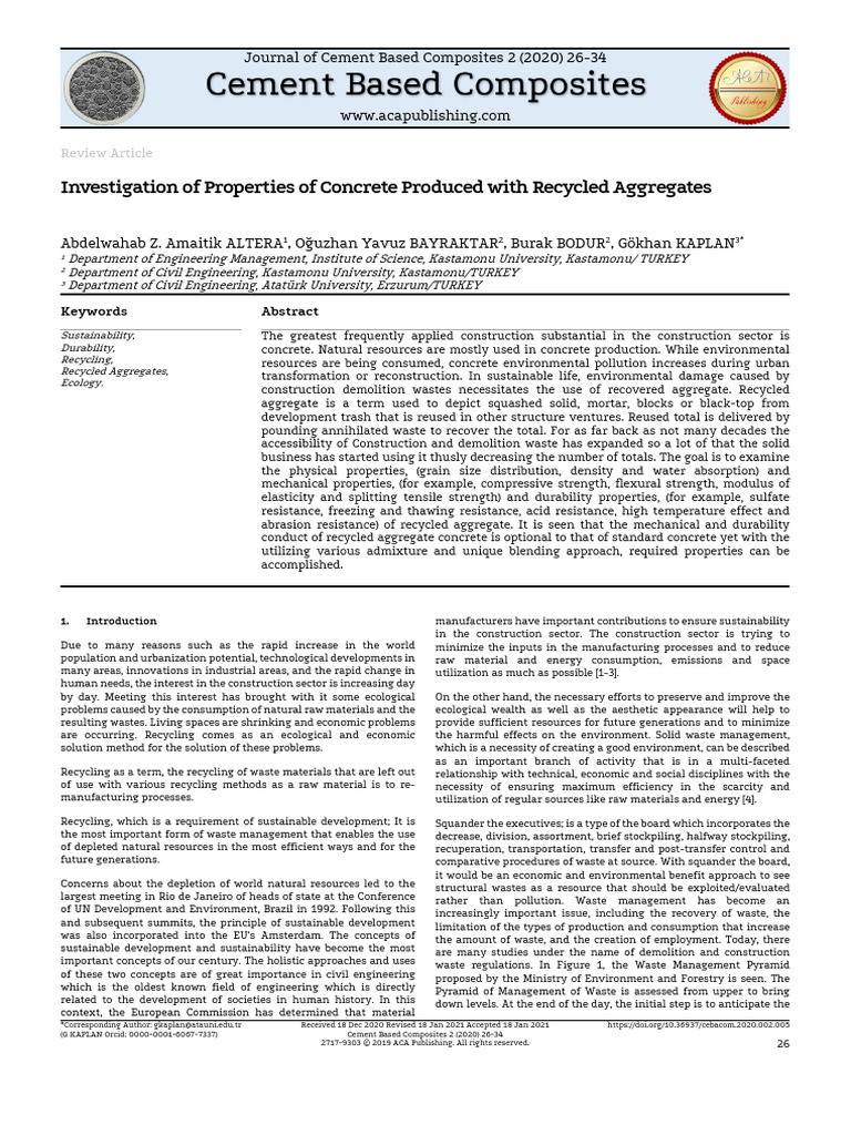 Properties of Concrete with Recycled Aggregates | PDF | Concrete ...