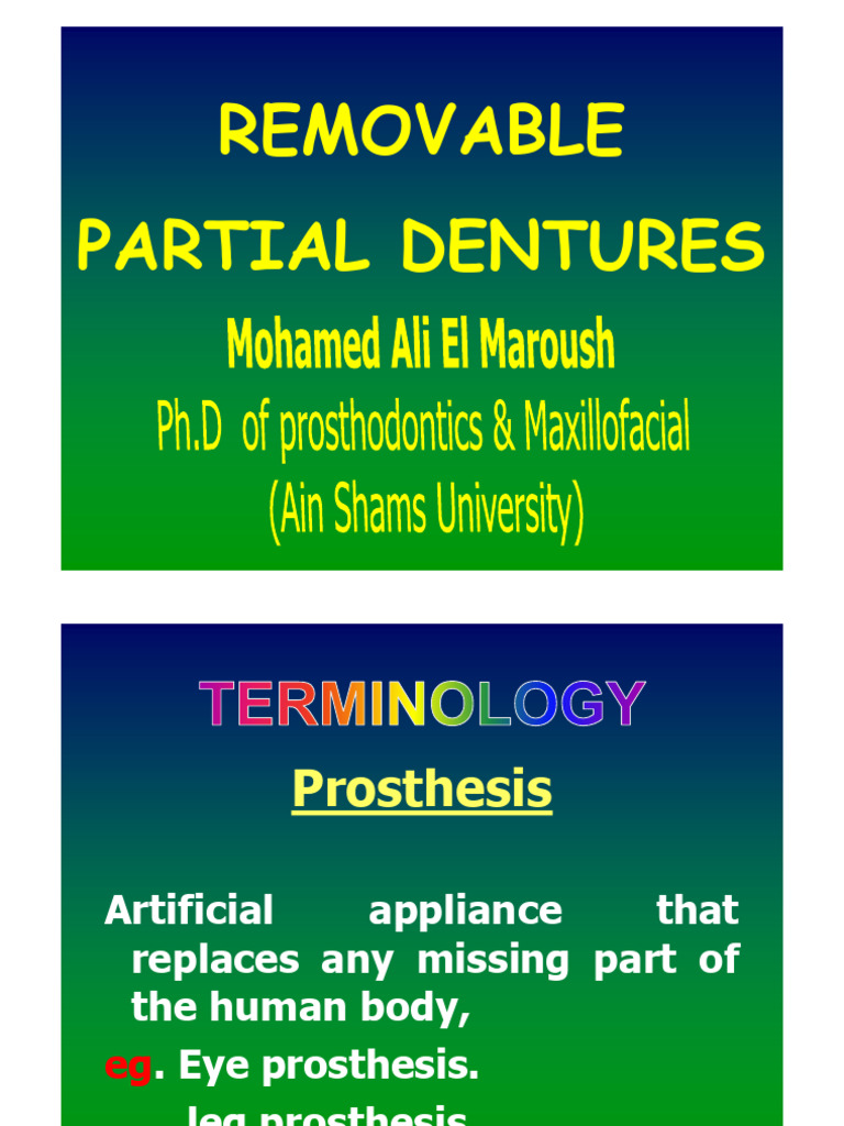 Introduction of RPD | PDF | Dental Anatomy | Medical Specialties