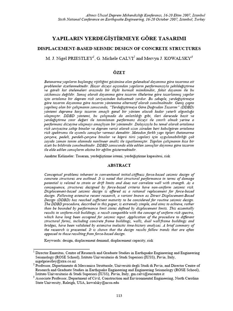 Displacement-Based Seismic Design Guide | PDF | Elasticity (Economics ...