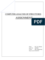 Assignment: Computer Analysis of Structures