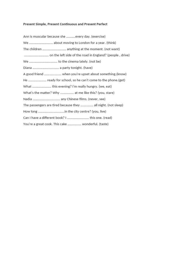 Present Simple, Present Continuous, Present Perfect 2 | PDF