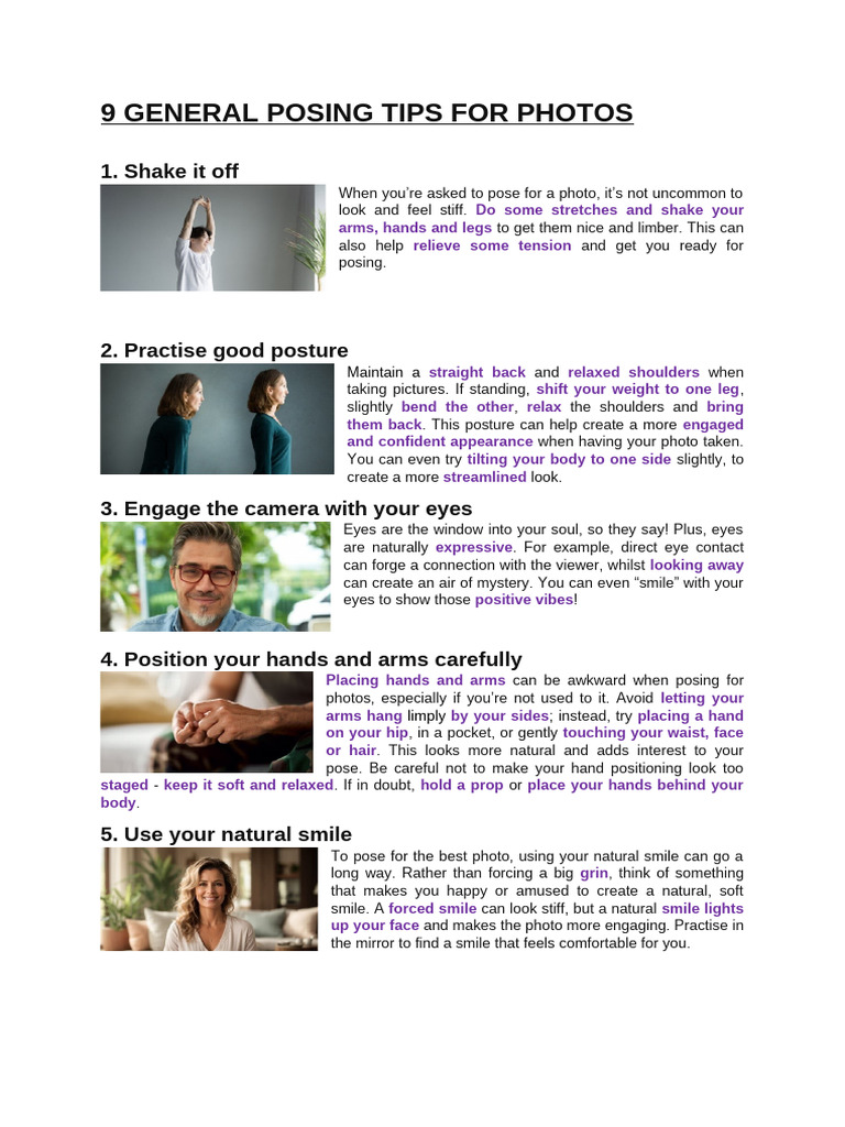 27 Tips On How To Pose For Photos | PDF