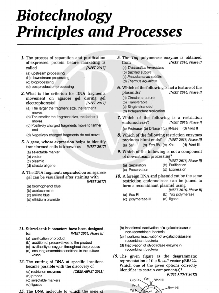 Biotechnology Principle and Processes | PDF