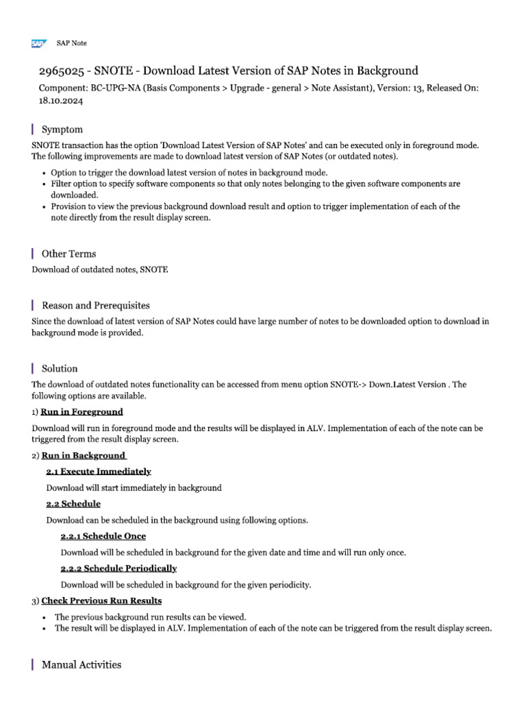 OSS Note - 2965025 | PDF