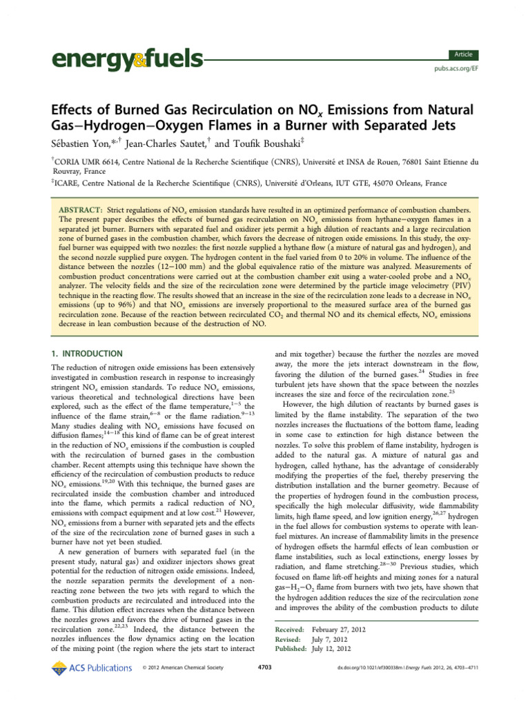 Burned Gas Recirculation Reduces NOx Emissions | PDF | N Ox | Combustion