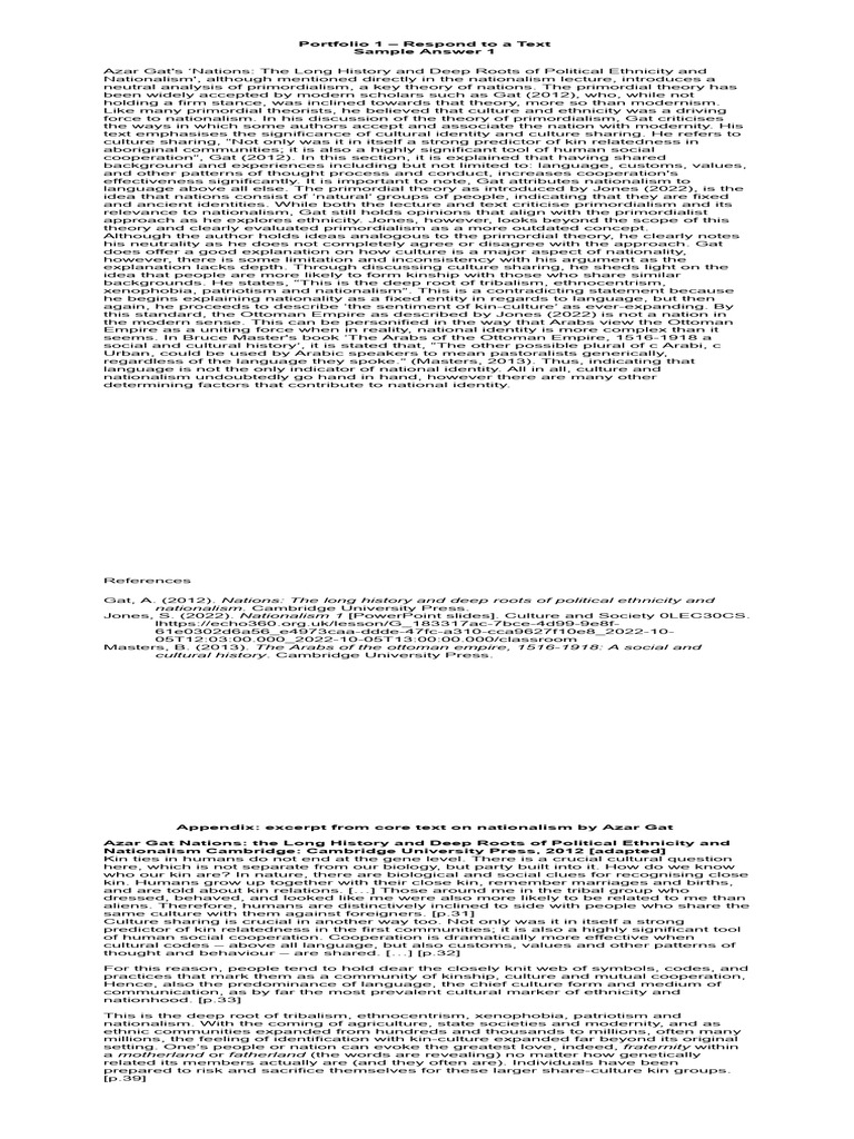 Portfolio 1 - Sample Answer 1 | PDF | Nation | Nationalism
