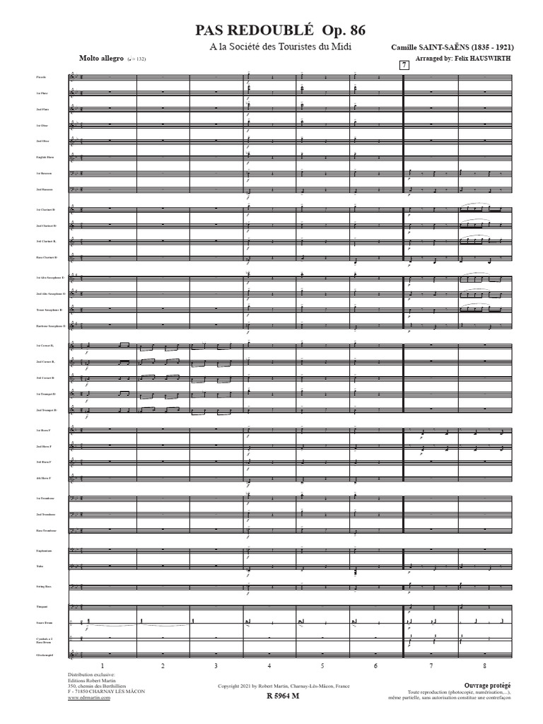 Partition de Pas Redoublé Op. 86 | PDF | Aérophones | Instruments de ...