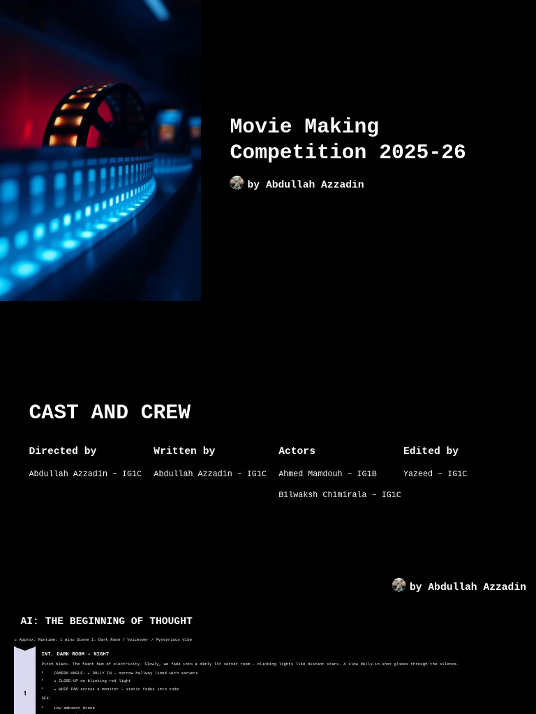 Movie Making Competition 2025-26 Script | PDF | Artificial Intelligence ...