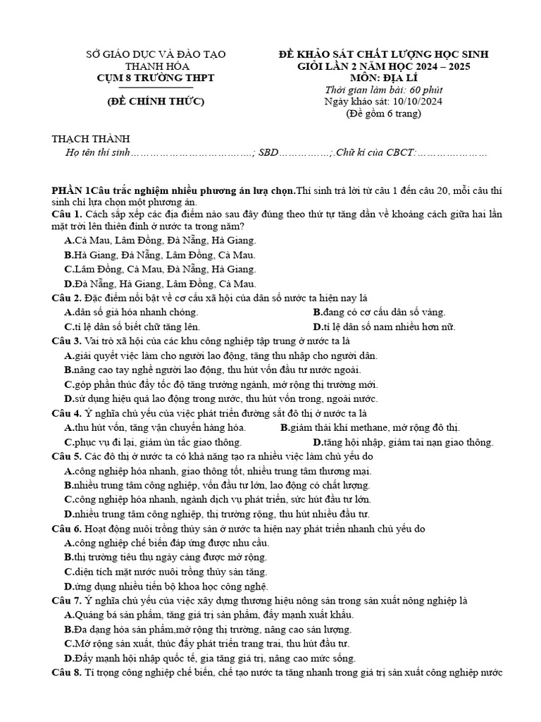 HHLS DL12 HSG C M 8 Trư NG THPT L5 | PDF