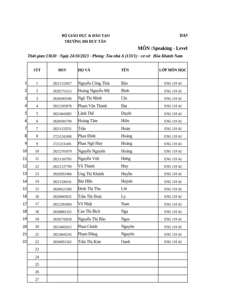 13h30 - ENG119 - SPEAKING LEVEL 1 | PDF