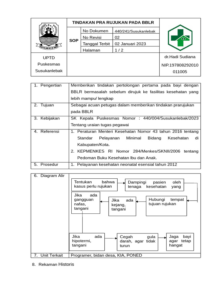 5 Sop Tindakan Pra Rujukan Pada BBLR | PDF
