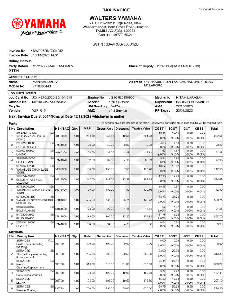 JCT11102 - Job Card Invoice (Print) 3356 | PDF