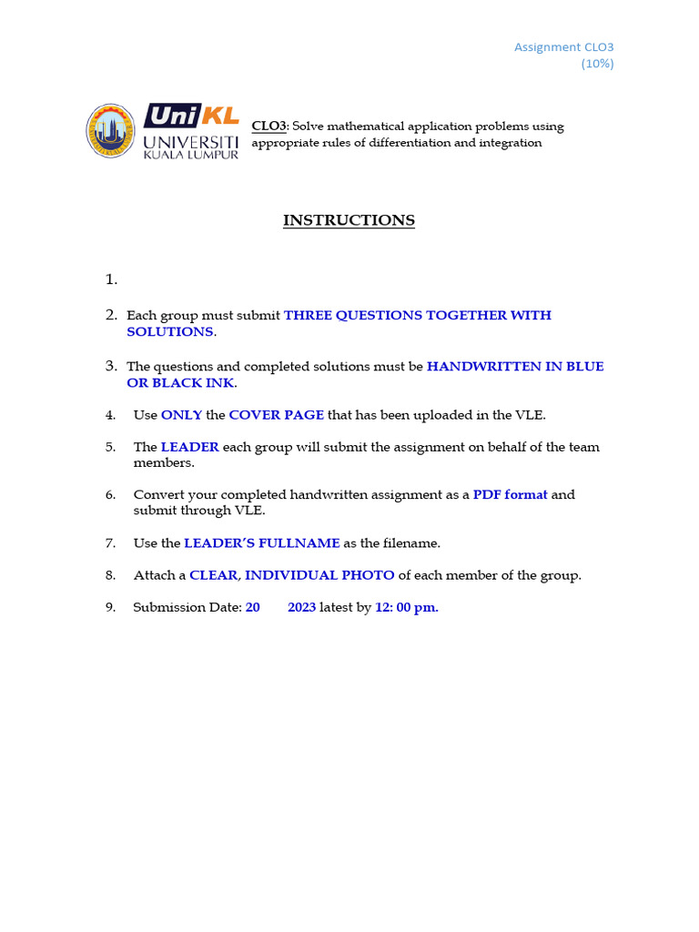 Instruction For Assignment | PDF