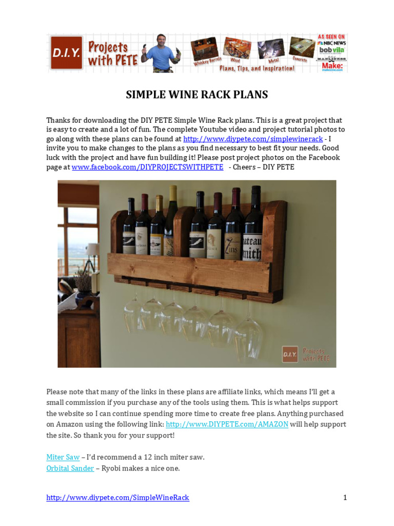 Simple Wine Rack DIY Plans | PDF | Lumber | Woodworking